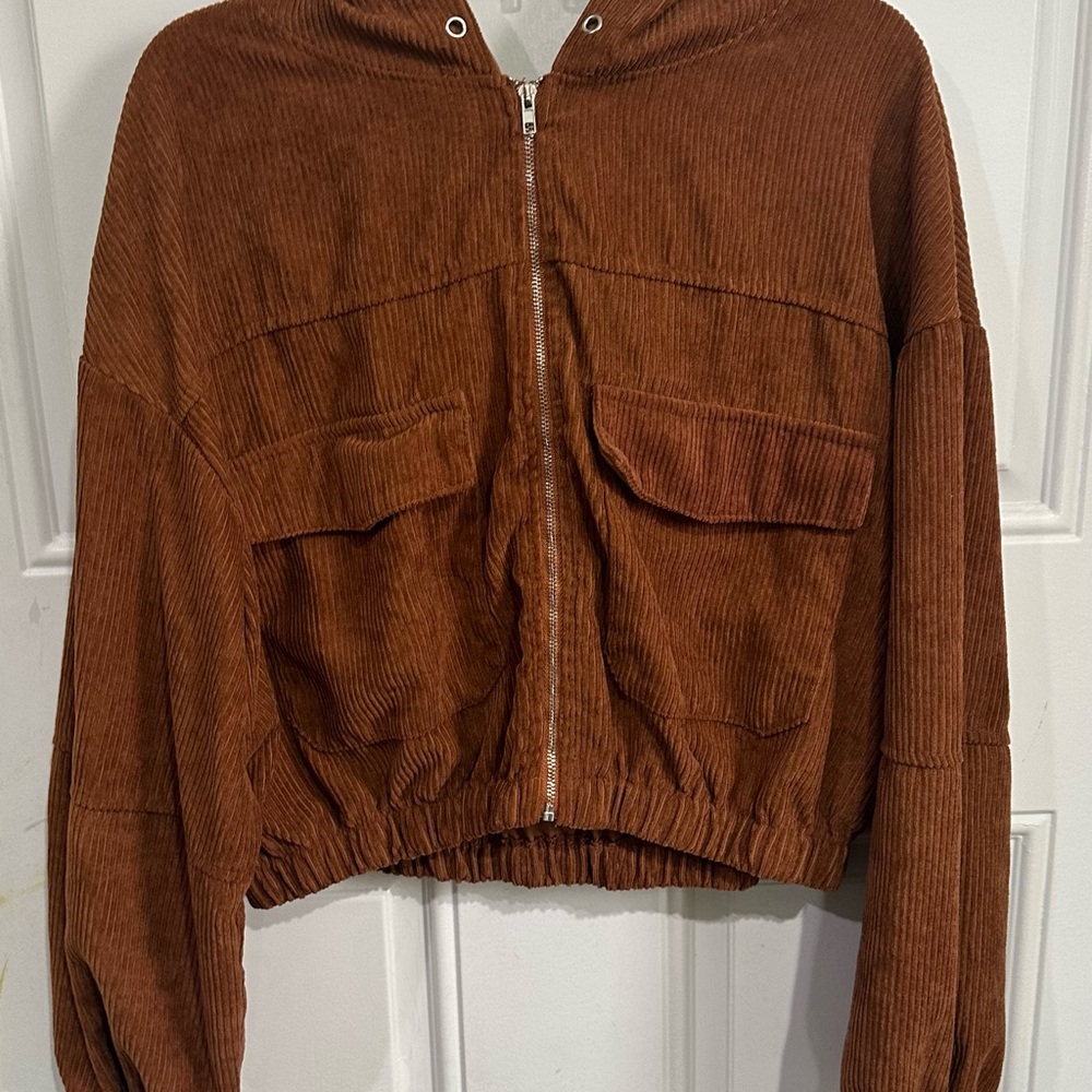 Zaful Rust Corduroy Jean Jacket